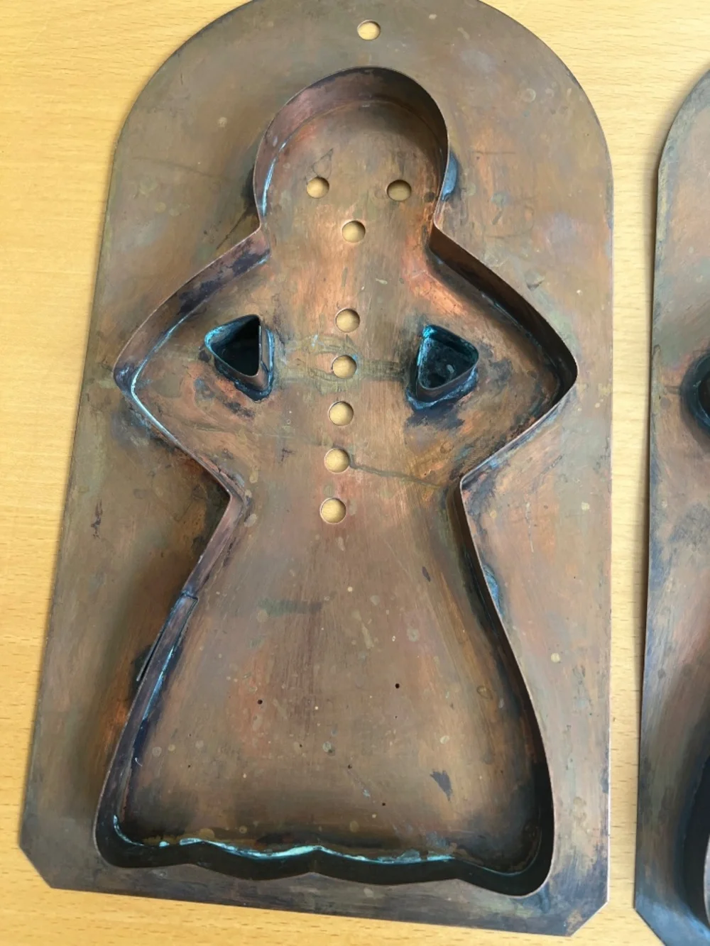 Vtg Pair Pfaltzgraff Village Copper Cookie Cutter Gingerbread Man & Women